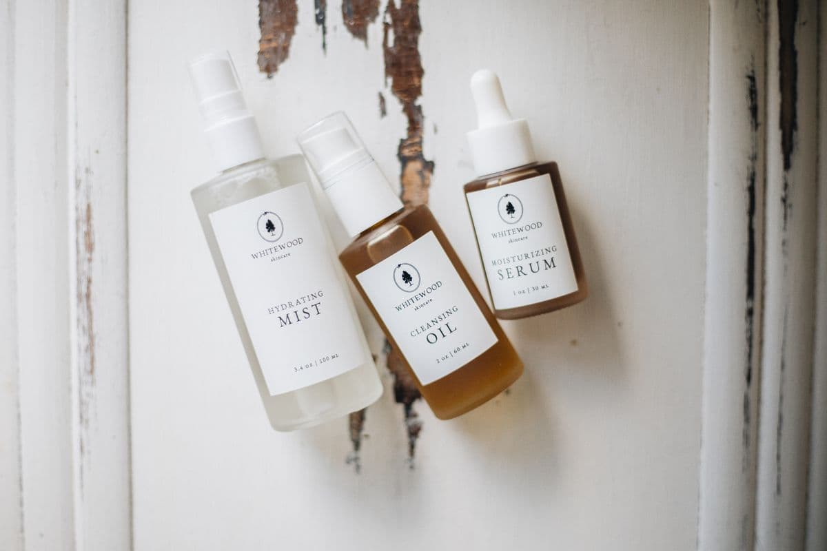 Skincare product flat lay